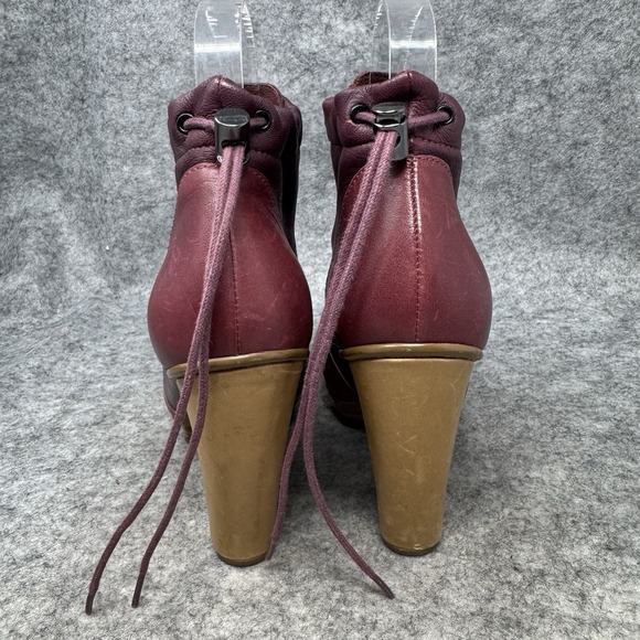 Tsubo Timo Weiland Heeled Stacked‎ Leather Boots Womens Size 5.5 Loafer Red Moc - Picture 4 of 9